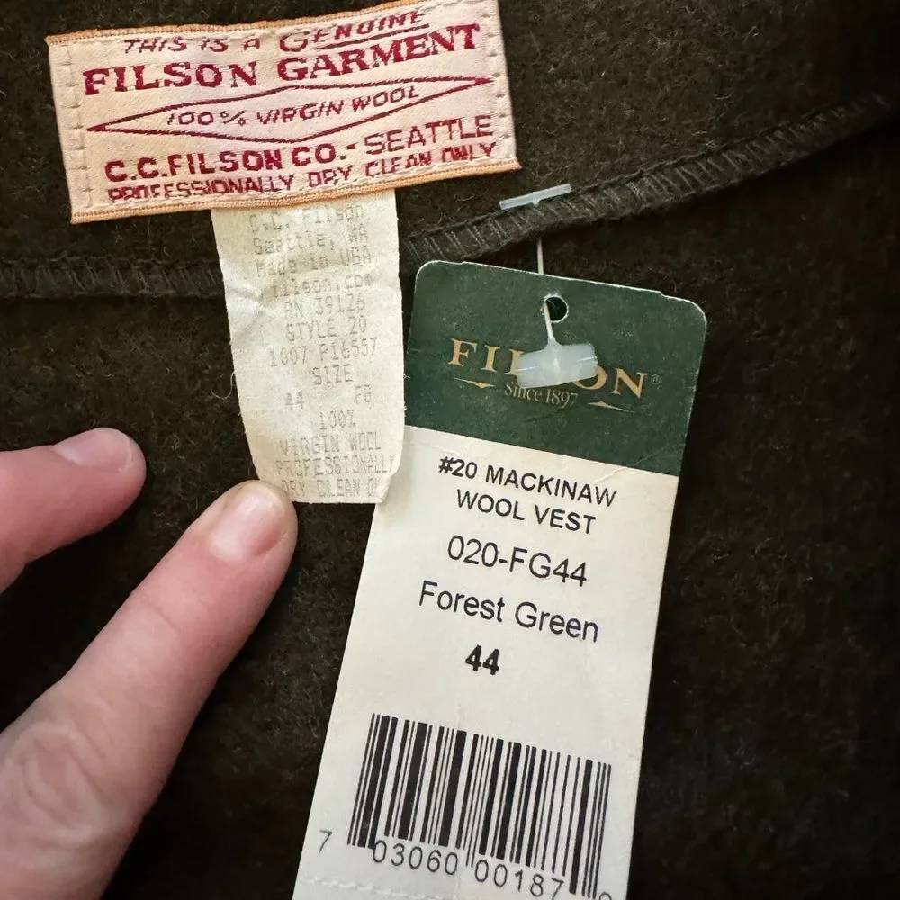 Vintage Filson mackinaw wool vest NWT